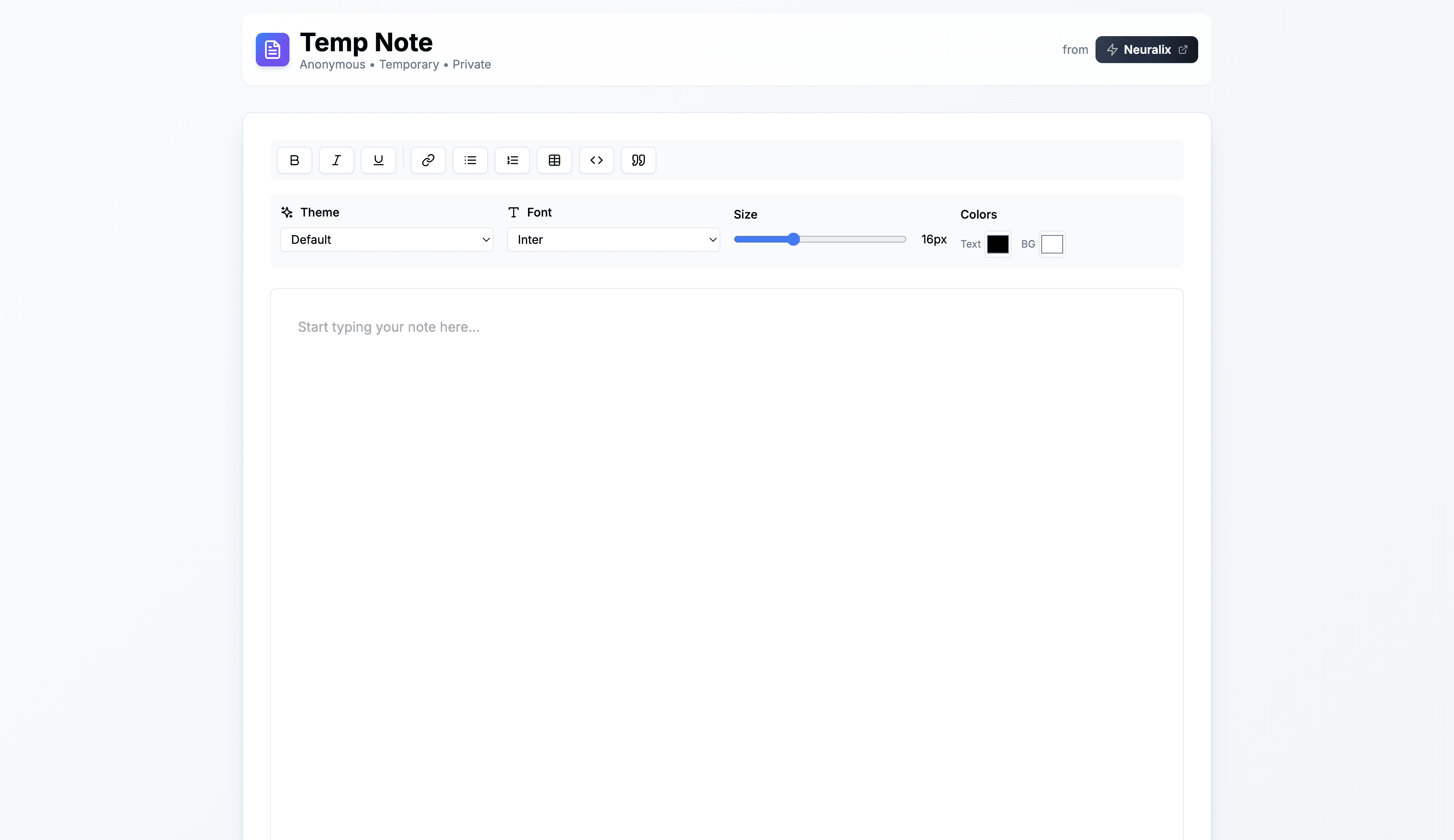 Temporary Anonymous Note
